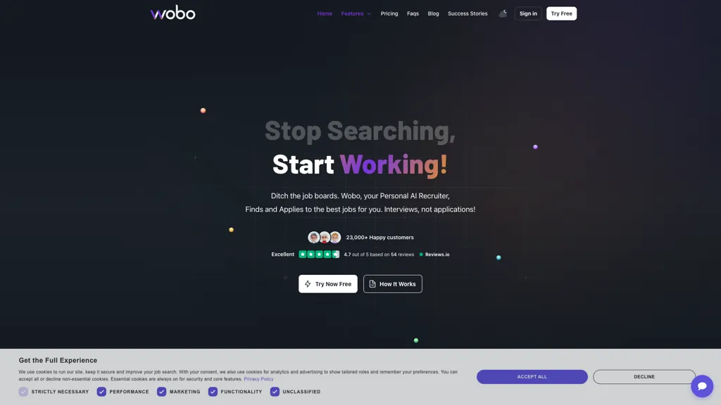Official Wobo mobile interface showing an AI-assisted job application card.